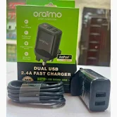 Oraimo Firefly 2U 12W 2.4A Dual USB Fast Charger Fast Charge Cable