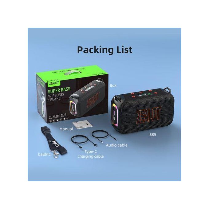 Zealot S85 50w Portable Speaker (High Power Subwoofer Speaker)