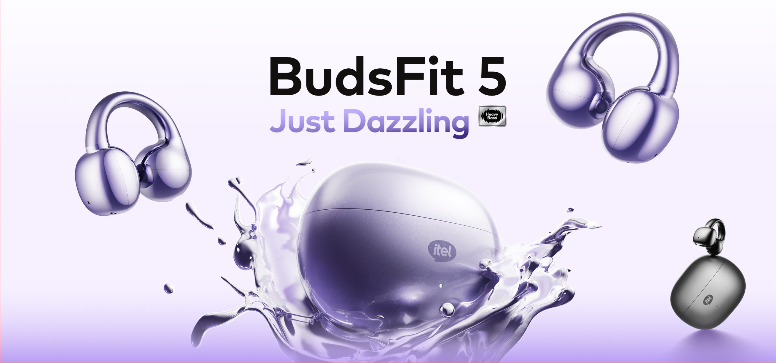 itel TWS BudsFit 5 Earbuds C-Bridge Design Starry Purple